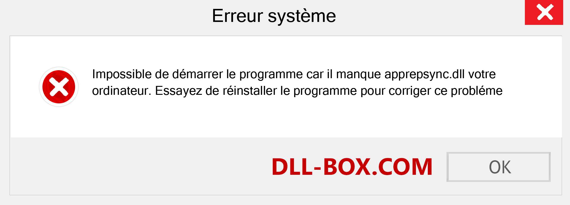 Le fichier apprepsync.dll est manquant ?. Télécharger pour Windows 7, 8, 10 - Correction de l'erreur manquante apprepsync dll sur Windows, photos, images