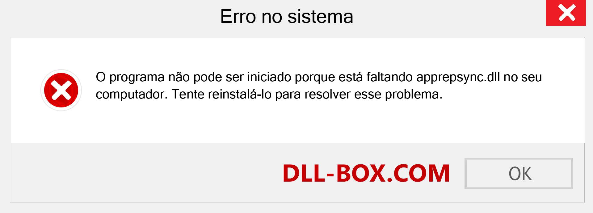 Arquivo apprepsync.dll ausente ?. Download para Windows 7, 8, 10 - Correção de erro ausente apprepsync dll no Windows, fotos, imagens